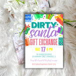 Invitation Échange de cadeaux Dirty Santa de fête colorée et<br><div class="desc">Invitation à une fête d'échange de cadeaux Dirty Santa colorée et lumineuse</div>