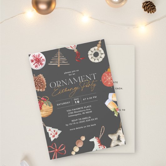 Invitation Échange de cadeaux d'ornement Fête de vacances