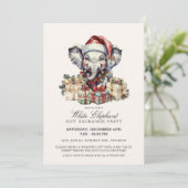 Invitation Échange de cadeaux éléphant blanc à l'aquarelle él (Debout devant)