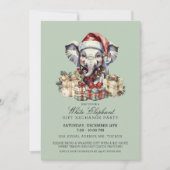Invitation Échange de cadeaux éléphant blanc de Noël festif (Devant)