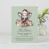 Invitation Échange de cadeaux éléphant blanc de Noël festif (Debout devant)