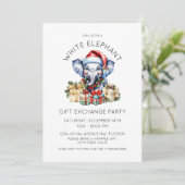 Invitation Échange de cadeaux éléphant blanc de vacances à l' (Debout devant)
