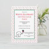 Invitation Échange de cadeaux éléphant blanc drôle fête (Debout devant)