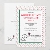 Invitation Échange de cadeaux éléphant blanc drôle fête (Devant / Derrière)