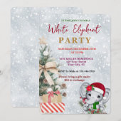 Invitation Échange de cadeaux éléphant blanc moderne pour fêt (Devant / Derrière)