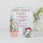Invitation Échange de cadeaux éléphant blanc moderne pour fêt (Debout devant)