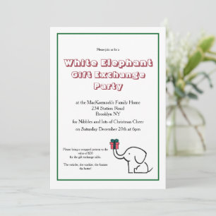 Invitation Échange de Cadeaux Éléphant Blanc Soirée de Noël