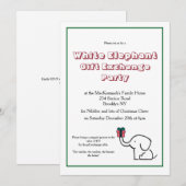 Invitation Échange de Cadeaux Éléphant Blanc Soirée de Noël (Devant / Derrière)