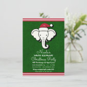 Invitation Échange de Cadeaux Éléphant Rouge Vert Blanc Soiré (Debout devant)