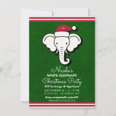 Invitation Échange de Cadeaux Éléphant Rouge Vert Blanc Soiré (Devant)
