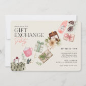 Invitation Échange de cadeaux entre amis Fête de vacances ros (Devant)