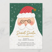 Invitation Échange de cadeaux moderne Secret Santa rouge et v (Devant)