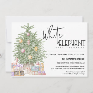 Invitation Échange de cadeaux White Elephant Fête de Noël