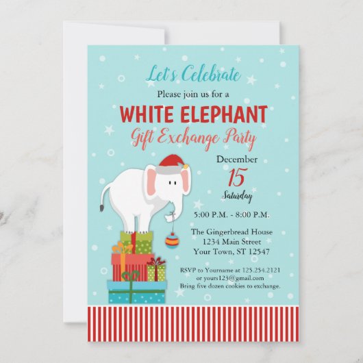 Invitation Échange de cadeaux White Elephant Noël (Devant)