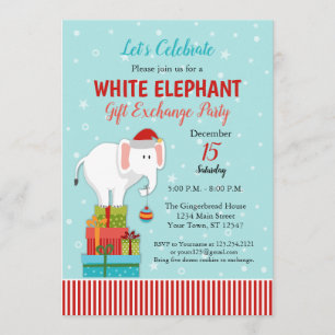 Invitation Échange de cadeaux White Elephant Noël