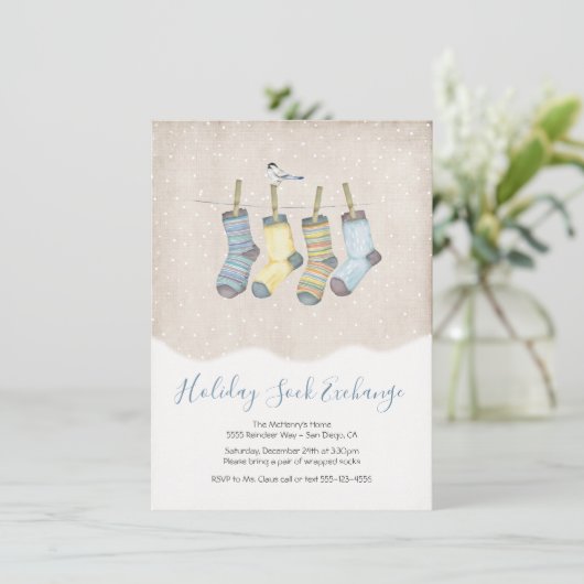 Invitation Échange de chèques vacances Noël (Debout devant)