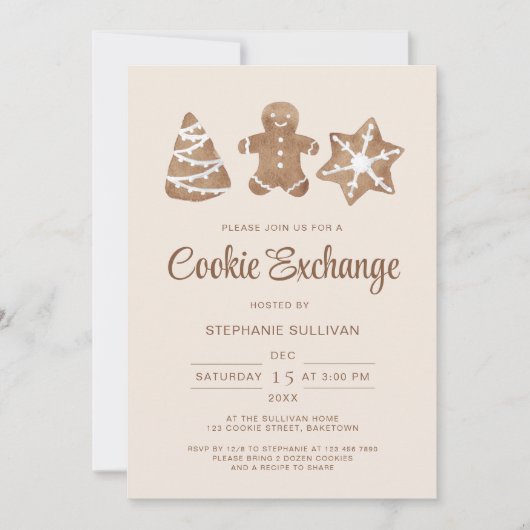 Invitation Échange de cookies de Noël (Devant)
