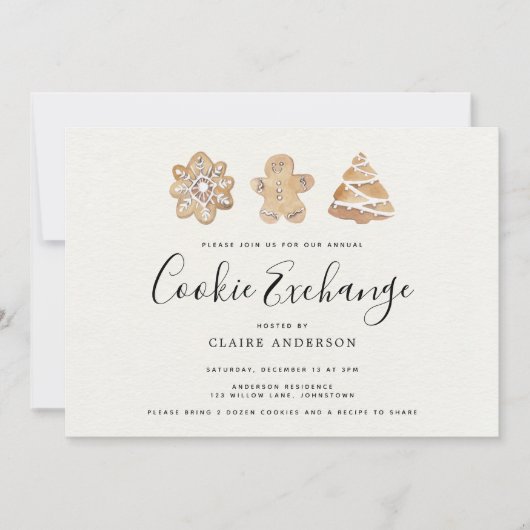 Invitation Échange de cookies de vacances (Devant)