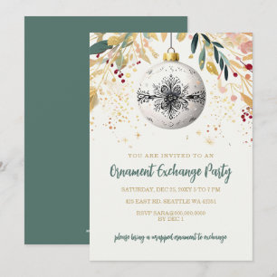 Invitation Échange de décorations de fête dorées pour la fête