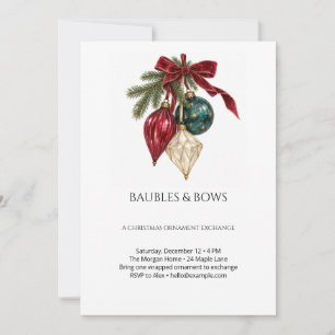 Invitation Échange de décorations de Noël Baubles and Bows