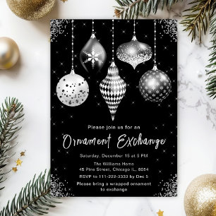 Invitation Échange de décorations noir et argent