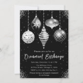 Invitation Échange de décorations noir et argent (Devant)