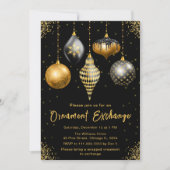Invitation Échange de décorations noir et or (Devant)