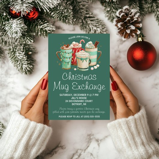 Invitation Échange de mugs de Noël, Fête de Noël d'échange de