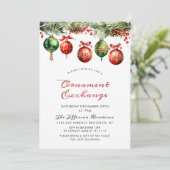 Invitation Échange d'ornement de boules de Noël aquarelle (Debout devant)