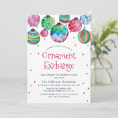 Invitation Échange d'ornement de boules de Noël aquarelle (Debout devant)