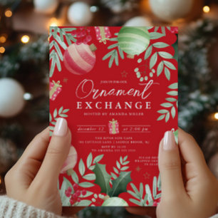 Invitation Échange d'ornement festif Noël