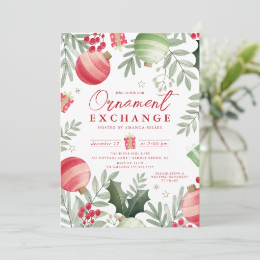 Invitation Échange d'ornement festif Noël (Debout devant)