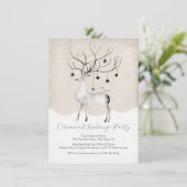 Invitation Échange d'ornements de bois de rennes d'aquarelle (Debout devant)