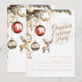 Invitation Échange d'ornements de fête élégants Soirée de Noë (Devant / Derrière)