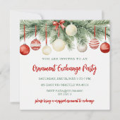 Invitation Échange d'ornements de fête Rouge Or Noël (Devant)