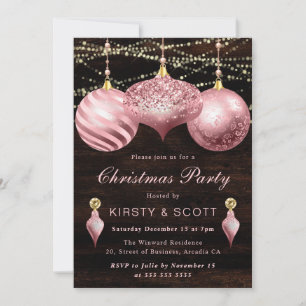 Invitation Échange d'ornements de Noël élégants rose clair