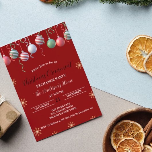 Invitation Échange d'ornements de Noël Fête de fêtes