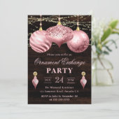 Invitation Échange d'ornements de Noël rose clair élégants (Debout devant)
