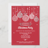 Invitation échange d'ornements de Noël rouge et argent (Devant)