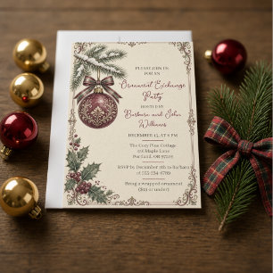 Invitation Échange d'ornements élégants Soirée de Noël
