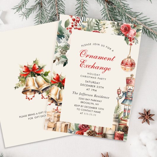 Invitation Échange d'ornements Fête de Noël