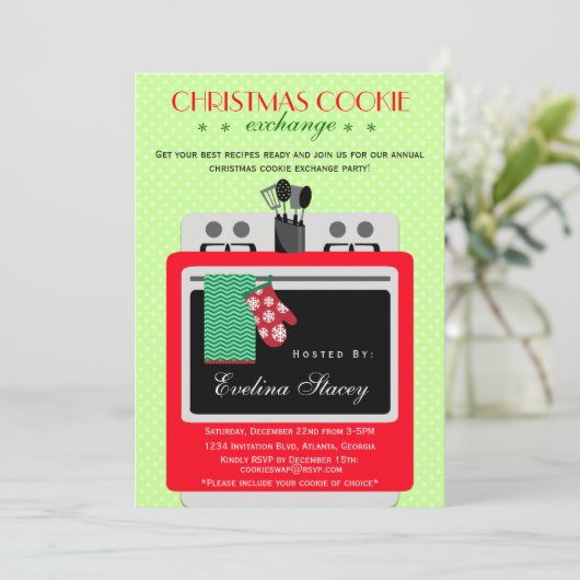 Invitation Échange moderne de biscuit de Noël (Debout devant)