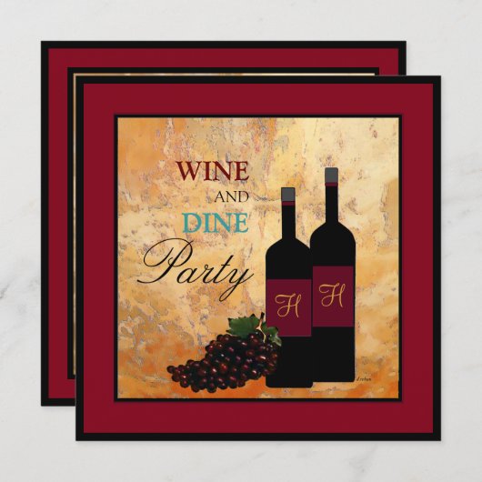 Invitation Échantillon de vin et dîner (Devant / Derrière)