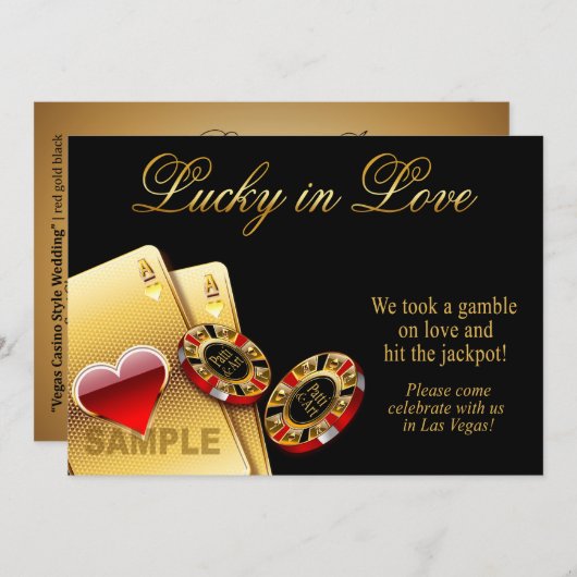 Invitation ÉCHANTILLON SEUL Casino Style Papier Mariage: semi (Devant / Derrière)