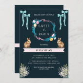 Invitation Échantillon Vert foncé Vibe de Pâques Douce 16 Ann (Devant / Derrière)