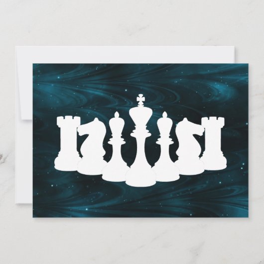 Invitation Échecs Bleu Nebula Classique Échecs Pièces Anniver (Dos)