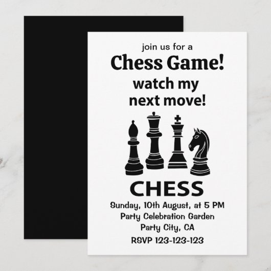 Invitation Échecs Regarde Mon Prochain Coup Échecs (Devant / Derrière)