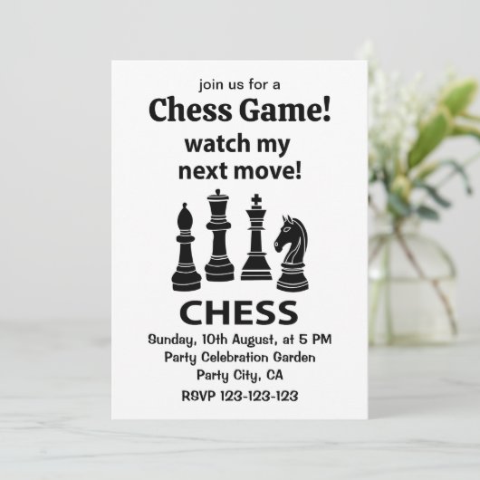 Invitation Échecs Regardez Mon Prochain Déplacement Chess (Debout devant)