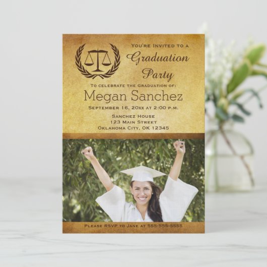 Invitation Échelles classiques d'obtention du diplôme d'école (Debout devant)