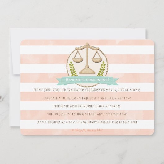 Invitation Échelles de corail d'Aqua d'obtention du diplôme (Dos)